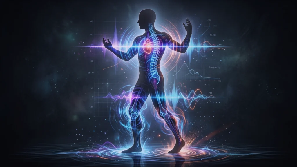 low end bass frequencies causing physical vibration response in human body