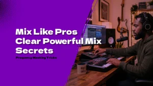 frequency masking in music production - overlapping frequencies shown on spectrum analyzer