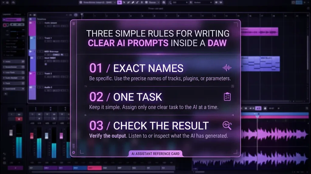 Three simple rules for writing clear AI prompts inside a DAW