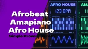 Afrobeat vs Amapiano vs Afro House comparison of tempo, drums and bass