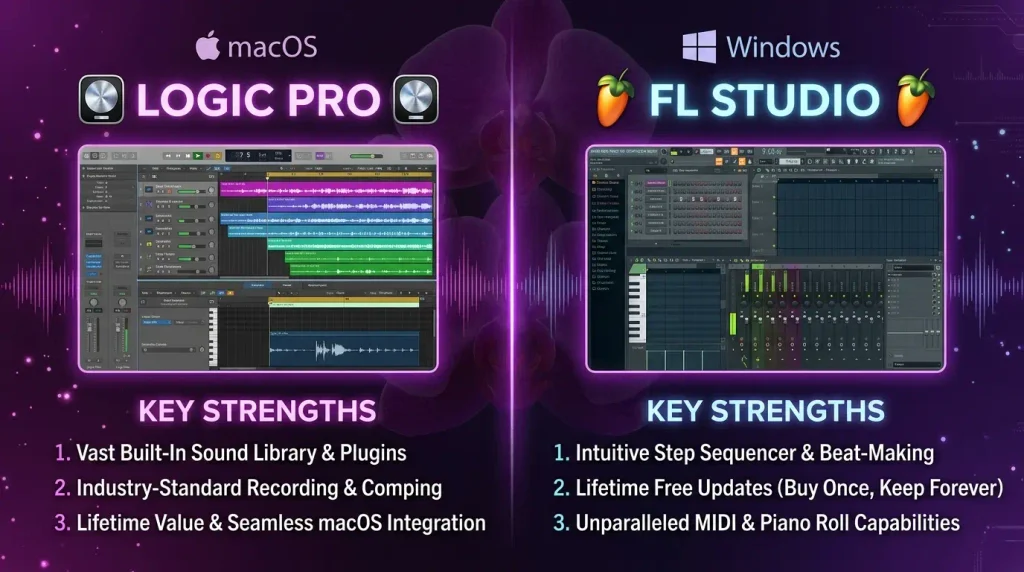 Mac versus Windows comparison for budget home studio producers