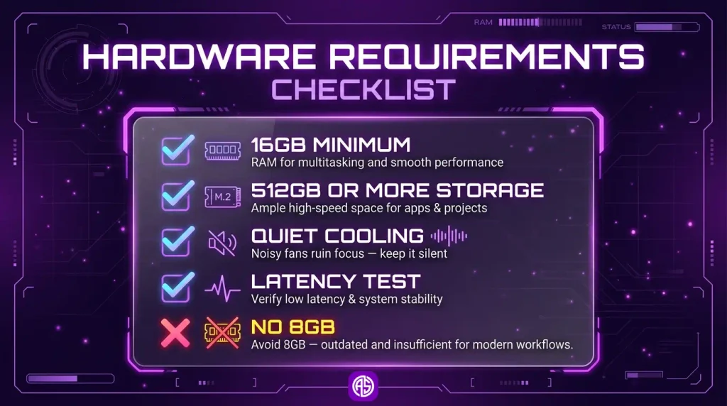 Music production computer buying checklist for producers on a $1,000 budget